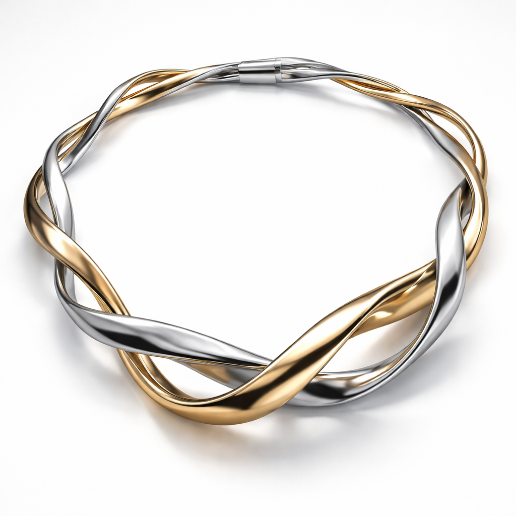 A twisted necklace which is flexible and it moves