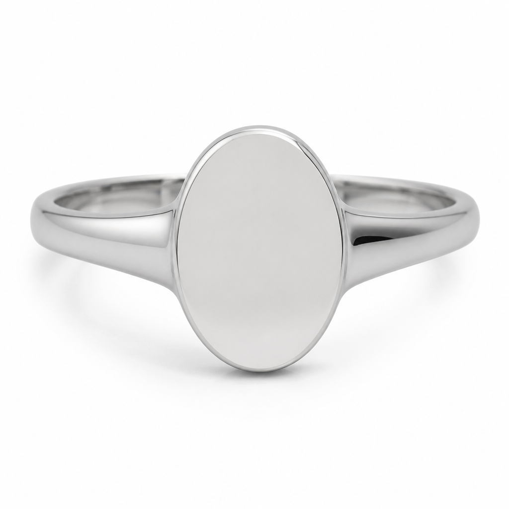 A women's ring. 10ct oval signet 3.5mm tapered platinum
photorealistic jewelry design, A women's ring. 10ct oval signet 3.5mm tapered platinum, modern style, just the design no text