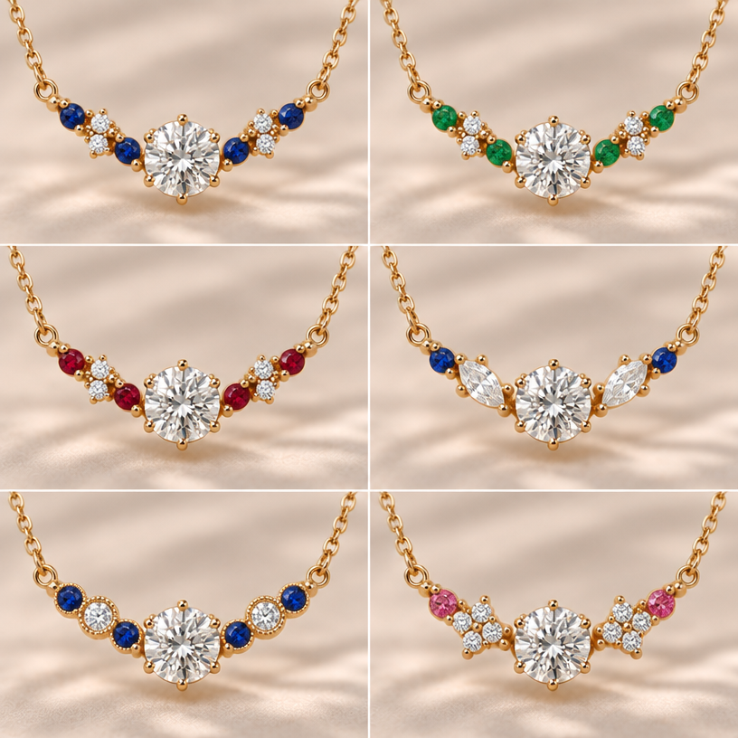 Show me some variations of this. Similar but different
edit the attached jewelry design with these instructions: Show me some variations of this. Similar but different. keep it photorealistic, just the design no text