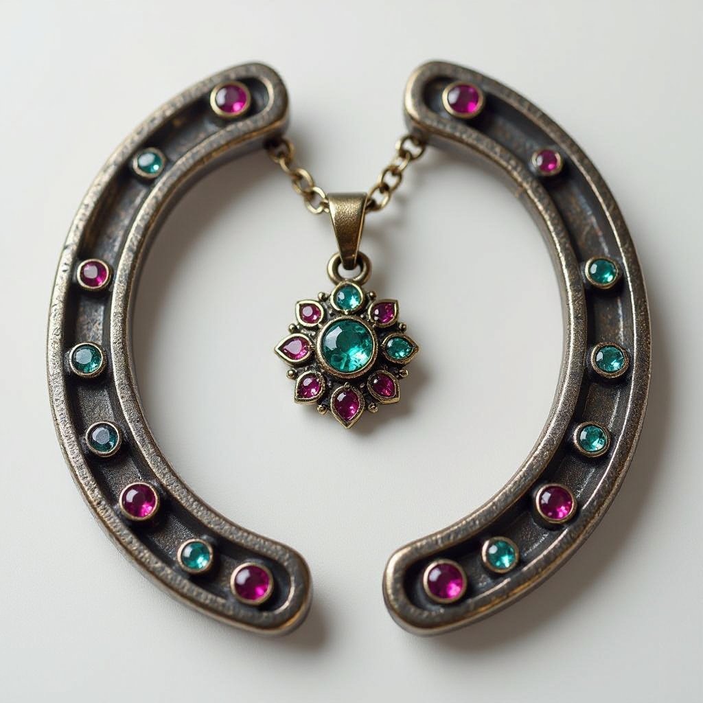 Set of Create a design of iron horseshoe of modern enamel colored