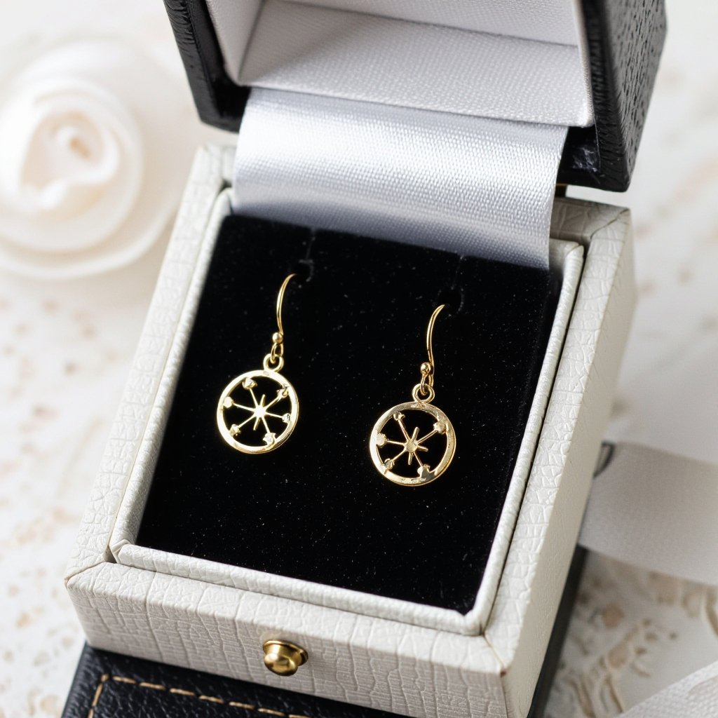 Небольшие золотые матовые серьги в виде созвездия