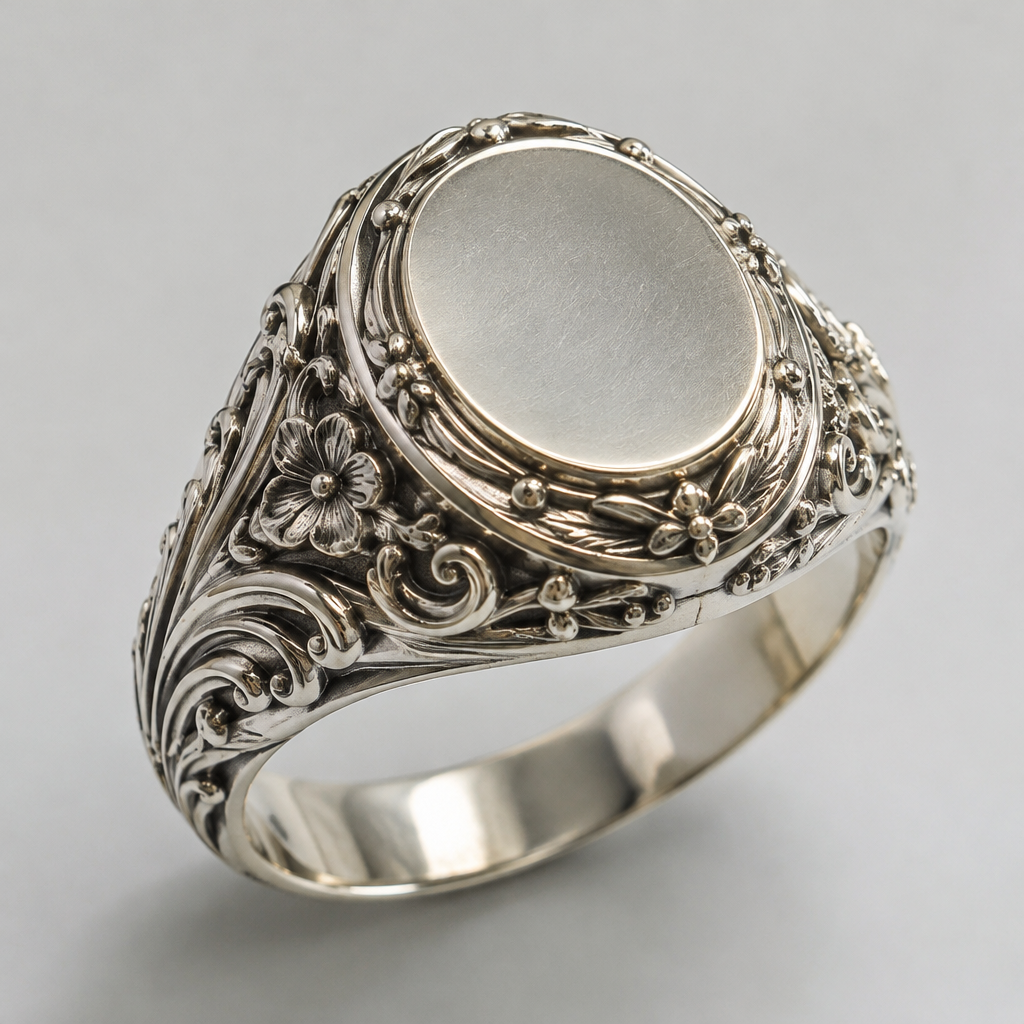 A signet women's ring made of silver, highly ornate, intricate and elaborate, richly detailed
photorealistic jewelry design, A signet women's ring made of silver, highly ornate, intricate and elaborate, richly detailed, signet style, just the design no text