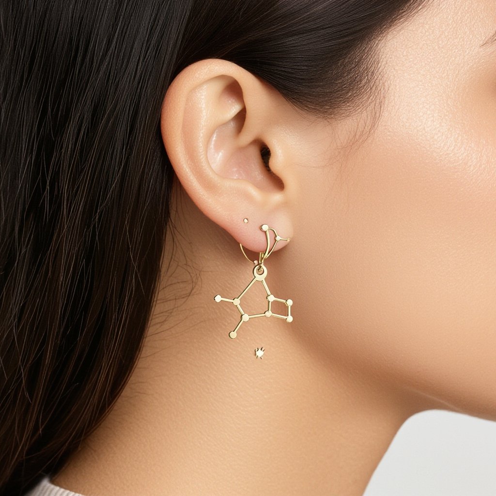  золотые матовые серьги в виде созвездия сириус