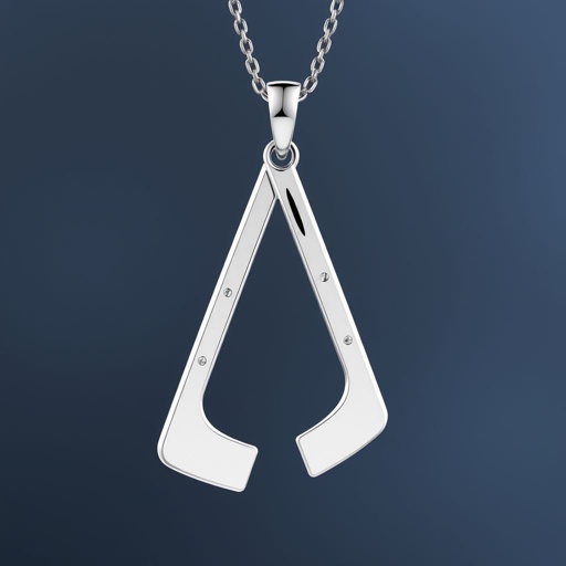 Silver pendant in the shape of hockey blades without boots