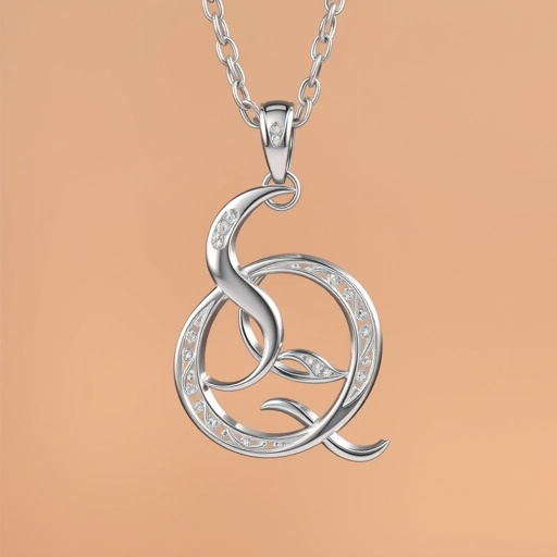 silver necklace with the pendant in letter SQ in a unique way 
