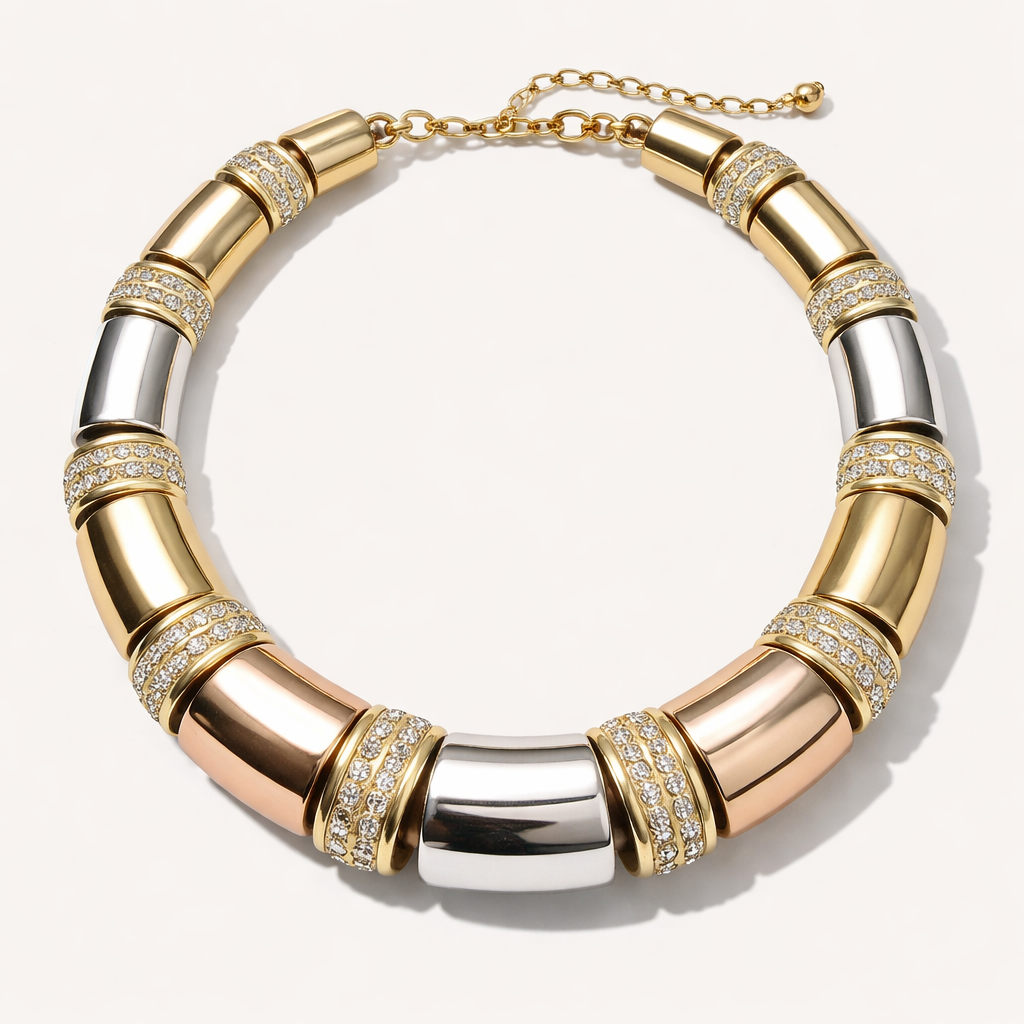 Necklace using large tube beads