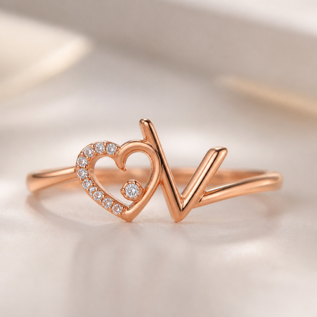 A women's ring. A delicate rose gold ring in letter mentioned dv with beautiful love like
photorealistic jewelry design, A women's ring. A delicate rose gold ring in letter mentioned dv with beautiful love like, modern style, just the design no text