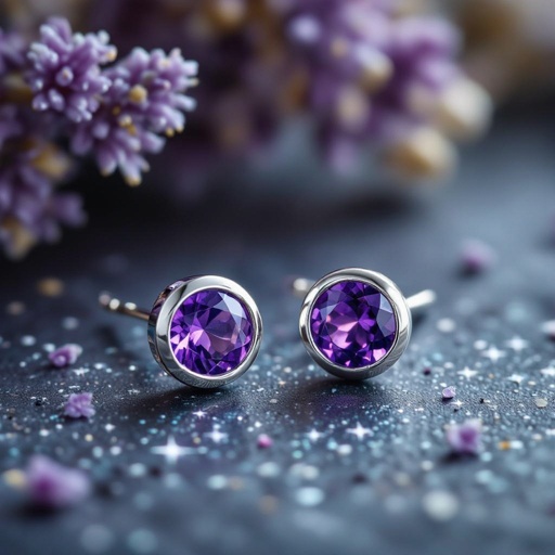 Серьги. Символ созвездие. Маленькие фиолетовые камушки