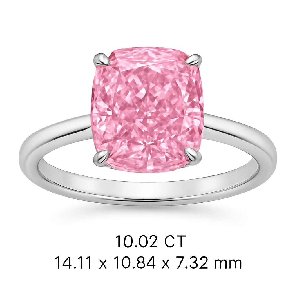 I have a 10.02 crt pink diamond stone and I want options for ring design the dimensions of my stone are cushion cur 14.11x 10.84x7.32