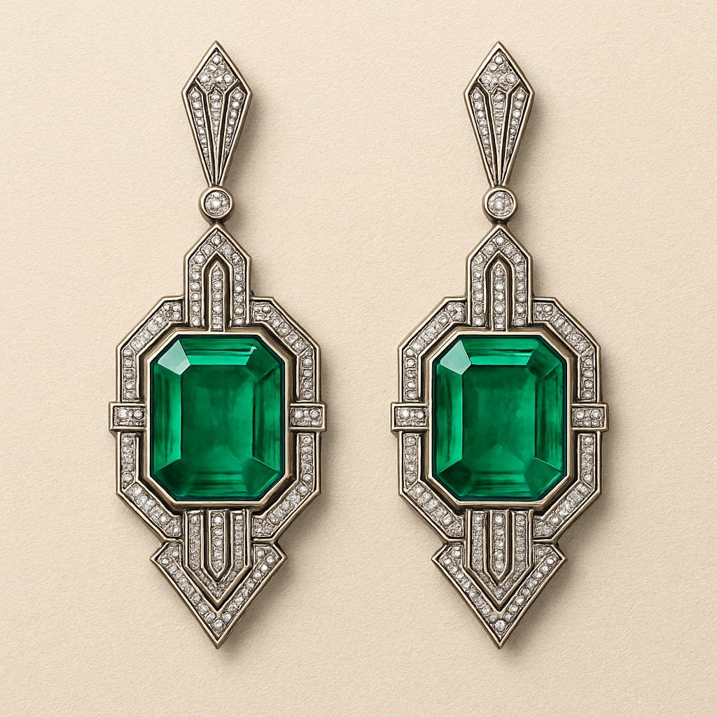 Earrings with emeralds