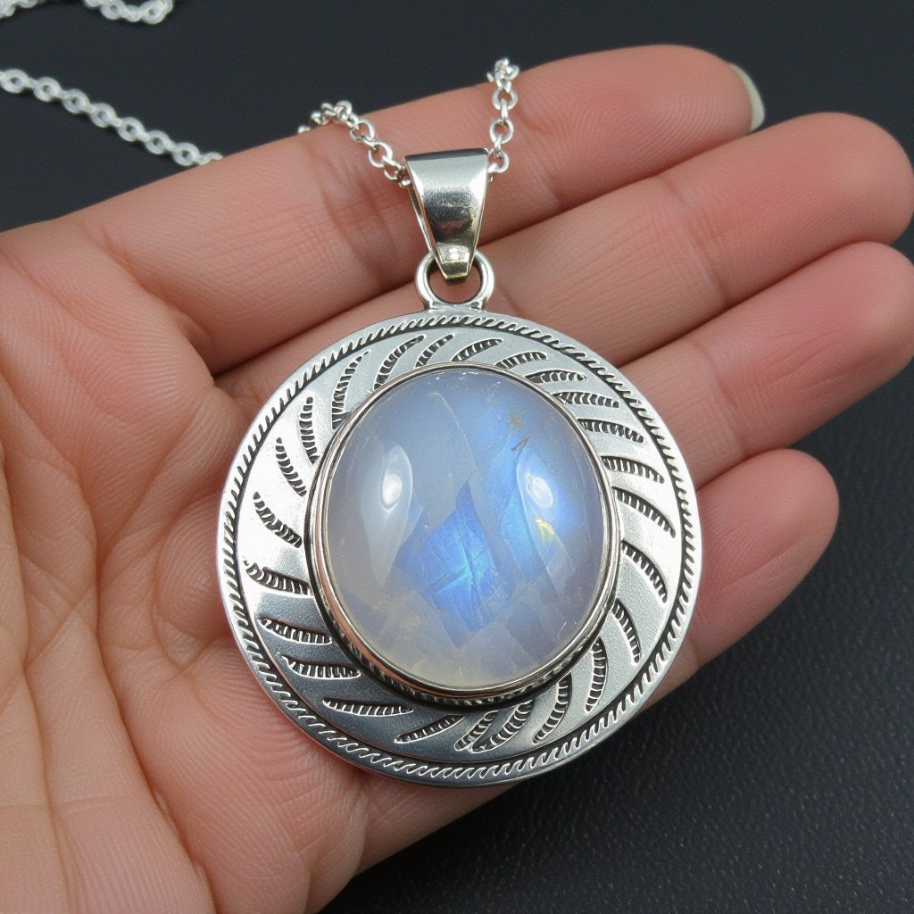 Луна и лунный камень подвеска