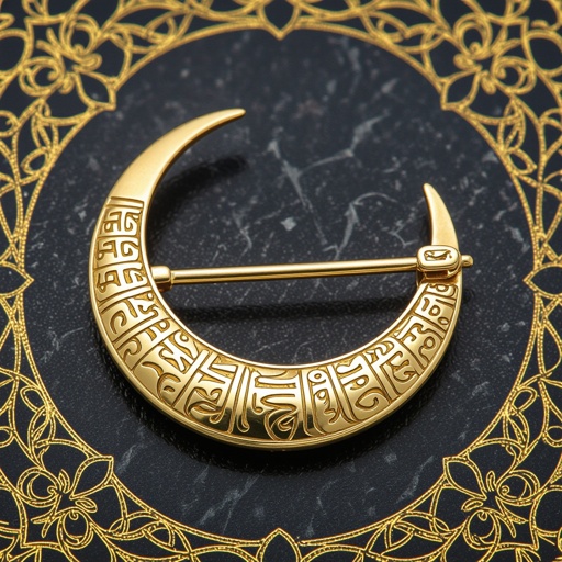 Серьги золотые в форме тонкого изящного полумесяца, полукруг как продолжение застежки, на полукруге надписи мантрами на санскрите