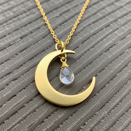 Луна полумесяцем и маленький в виде кристала лунный камень подвеска