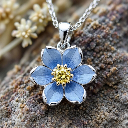 Create a forget me not flower pendant.  The petals are formed using paved light blue sapphires.  The center stone is 1 yellow diamonds 