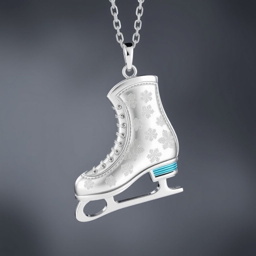 Pendant shape one ice skate with turquoise stripe as the low part