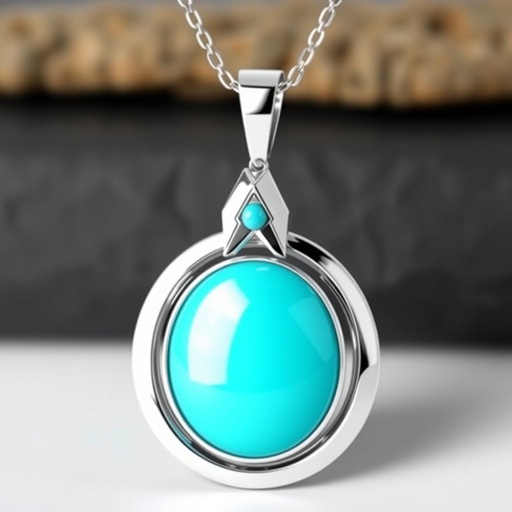 Turquoise pendant with silver metal