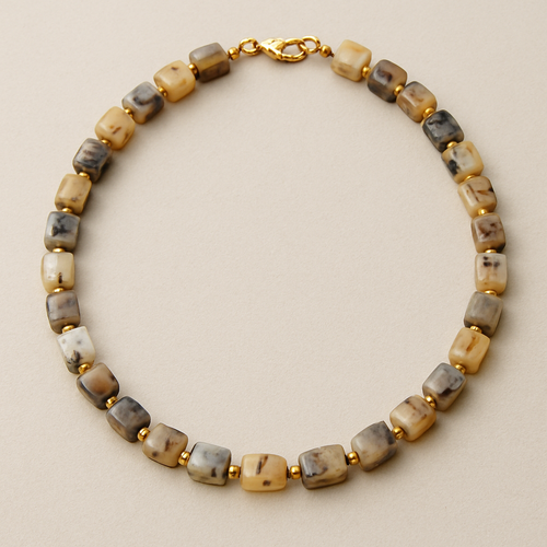 8mm beads Montana agate square bead necklace with 2mm