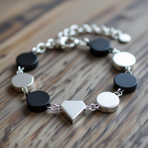Chain bracelet with geometrical charms hanging
