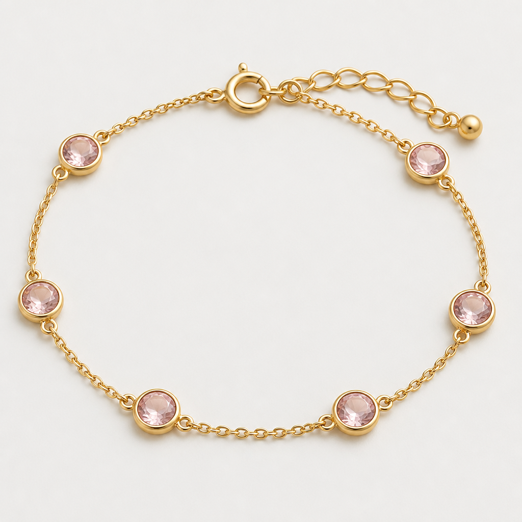 Un bracelet avec des pierre rose pale en or
photorealistic jewelry design, Un bracelet avec des pierre rose pale en or, minimalist style, just the design no text
