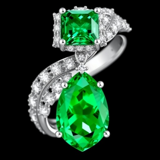 A emerald drop cut and sapphire gemstones cushion cut, with VS and 50 carat rings