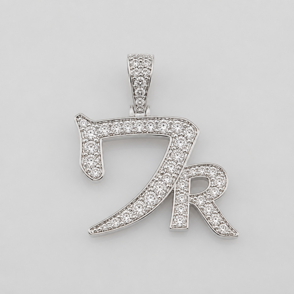 Luxury diamond pendant, exact design ワʀ, Japanese character ワ larger and the ʀ smaller, closely connected, white gold base, fully set with white diamonds, realistic high-end jewelry render, front view, clean studio background, premium custom pendant, very detailed
photorealistic jewelry design, Luxury diamond pendant, exact design ワʀ, Japanese character ワ larger and the ʀ smaller, closely connected, white gold base, fully set with white diamonds, realistic high-end jewelry render, front view, clean studio background, premium custom pendant, very detailed, just the design no text