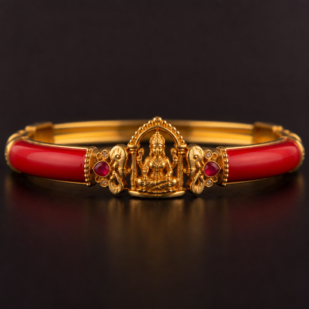 Coral bangle with Laxmi in between
photorealistic jewelry design, Coral bangle with Laxmi in between
, ethnic style, just the design no text