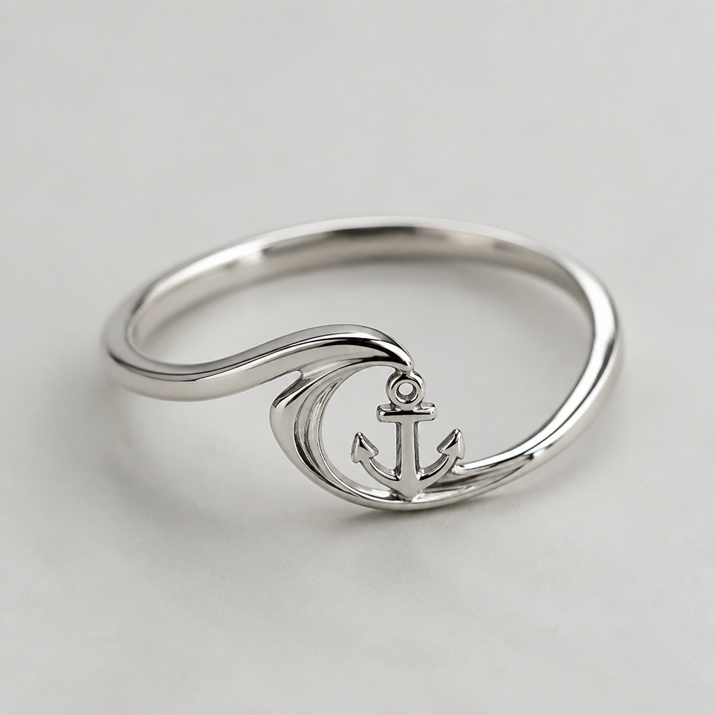 A women's ring made of silver, minimalist, simple and delicate, clean lines. nautical them men's ring
photorealistic jewelry design, A women's ring made of silver, minimalist, simple and delicate, clean lines. nautical them men's ring, modern style, just the design no text