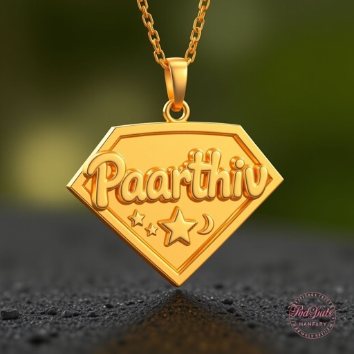 Paarthiv name gold chain pendant for kids boy 