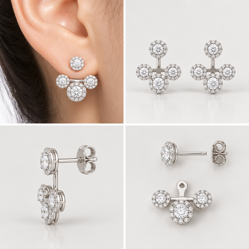 A women's earrings, minimalist, simple and delicate, clean lines. สามารถถอดออกเป็นส่วนๆได้,เปลี่ยนใบไม้ให้เป็นเม็ดเดี่ยวล้อม,4 views
using the attached image as a visual reference, create A women's earrings, minimalist, simple and delicate, clean lines. สามารถถอดออกเป็นส่วนๆได้,เปลี่ยนใบไม้ให้เป็นเม็ดเดี่ยวล้อม,4 views. photorealistic, just the design no text