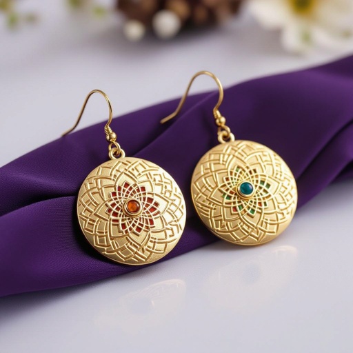  золотые матовые серьги в виде изображения чакры сахасрары