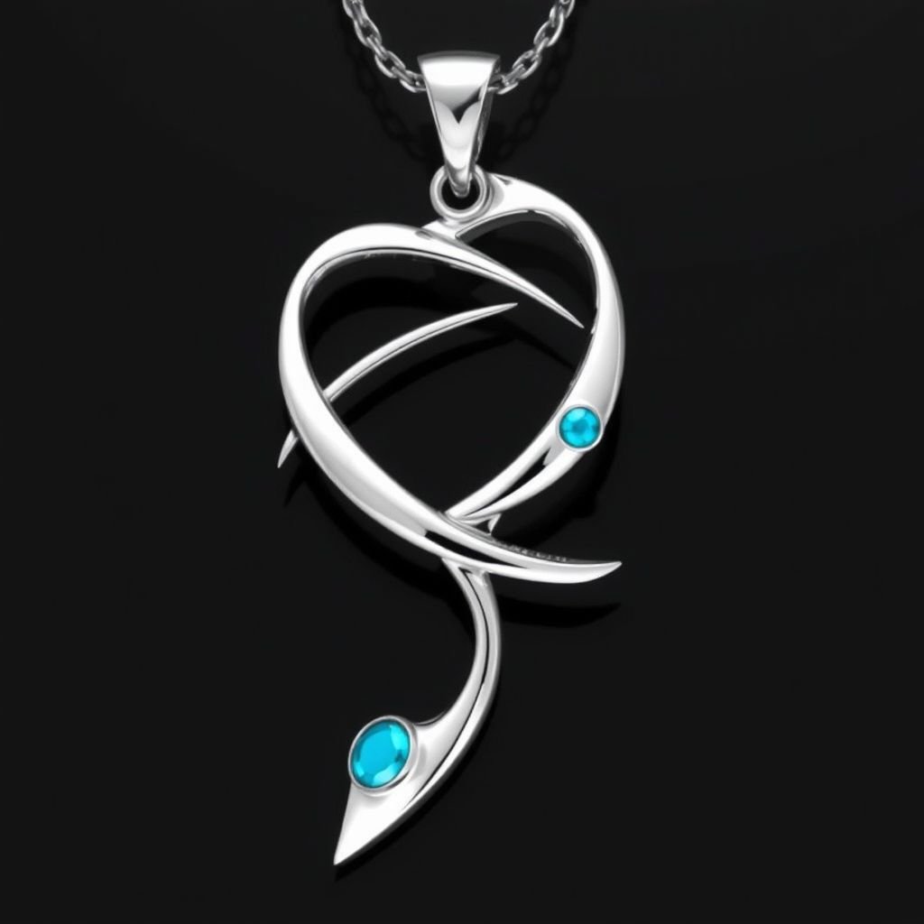 Pendant silver with stylized ice figure skating skates. Remove boots and leave only lowest part of skates. Add turquoise