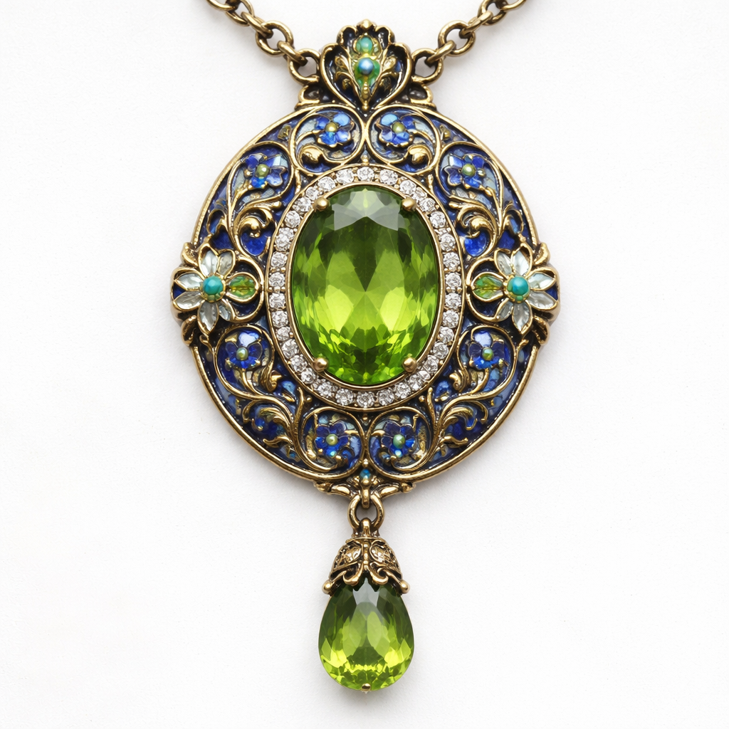 Blue cloisonné peridot
Blue cloisonné peridot , vintage style