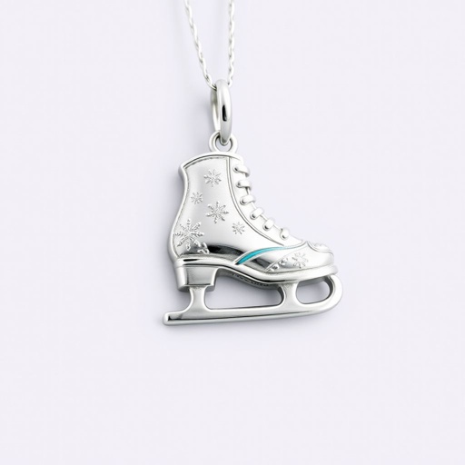 Pendant shape one ice skate with turquoise stripe