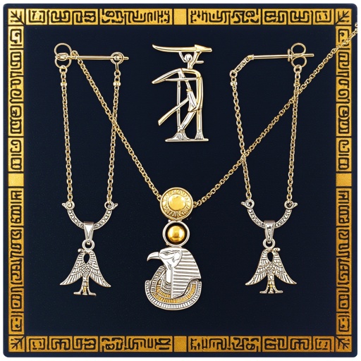 Zototy long earrings with a pendant symbolic image of the Egyptian god Ra with a bird's head symbol of the sun long chains