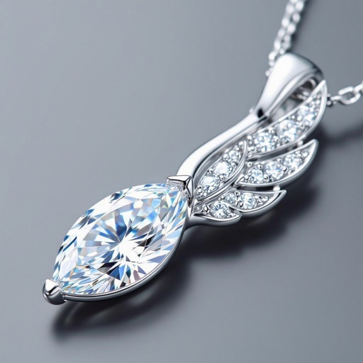 Diamond pendant where diamond is shaped like a wing