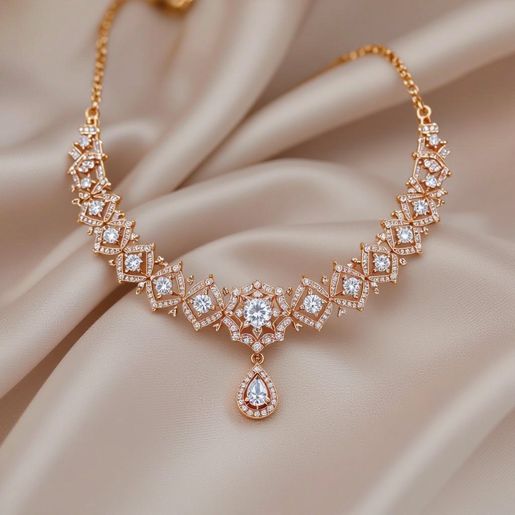 Moissanite kundan necklace for Asian girl