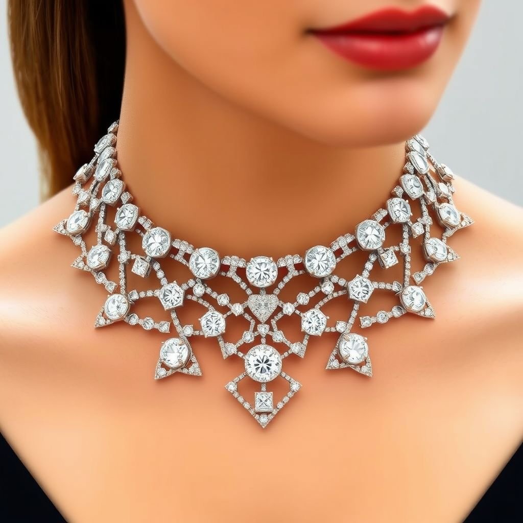 Diamond choker with white Pearl jewelry