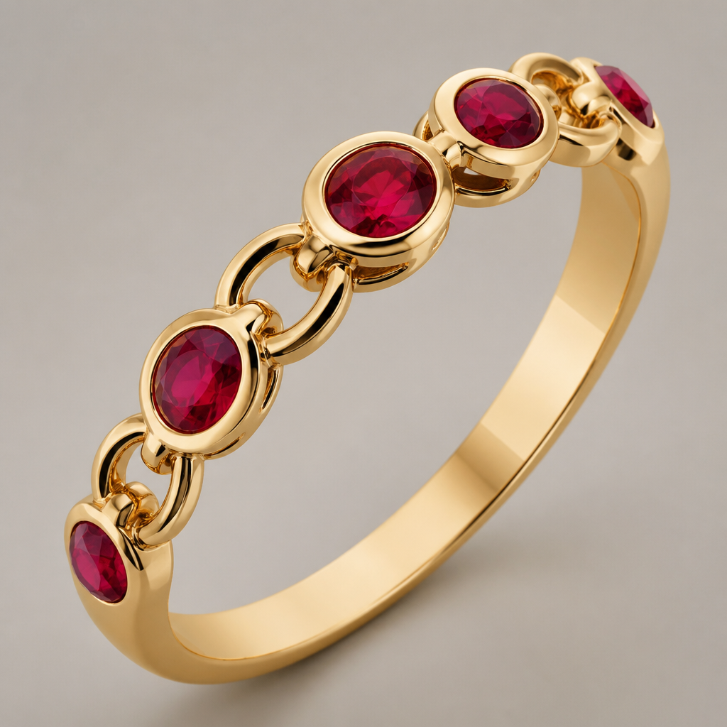 A women's ring. cadena con rubis 5 tamaño de l
a piedras 5 ml
photorealistic jewelry design, A women's ring. cadena con rubis 5 tamaño de l
a piedras 5 ml, modern style, just the design no text