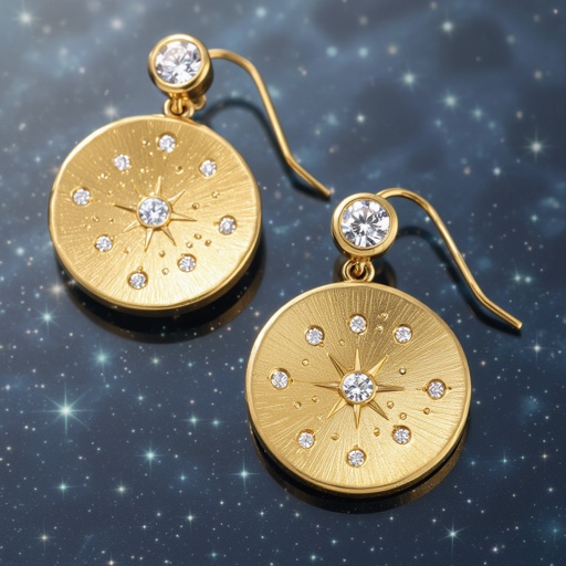  золотые матовые серьги в виде созвездия сириус