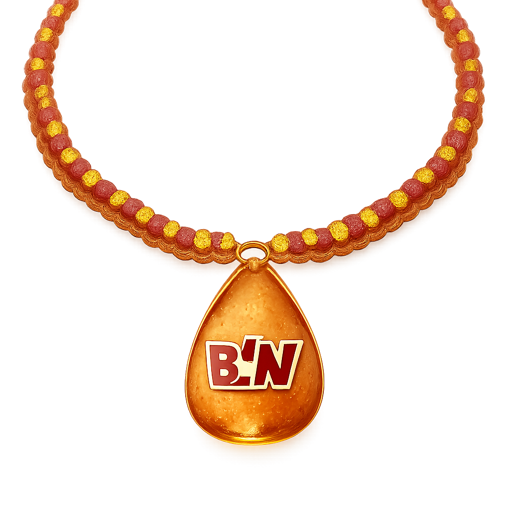 Necklace only amber stones small size EVW logo on the amber stone red and black and white
