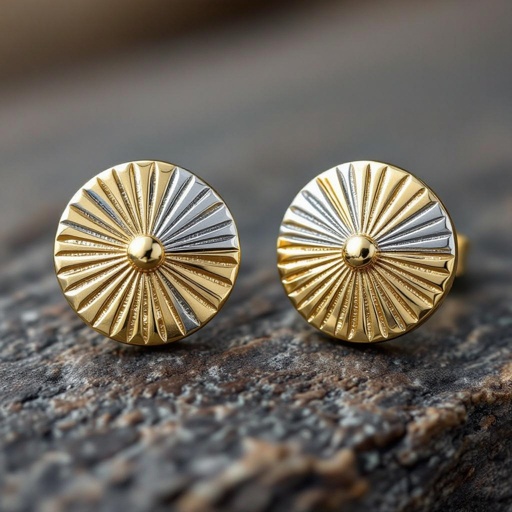 Золотые серьги полукруг половинка горящего солнца мятое неровное золото лучи волнистые другая половинка круга серебряная 