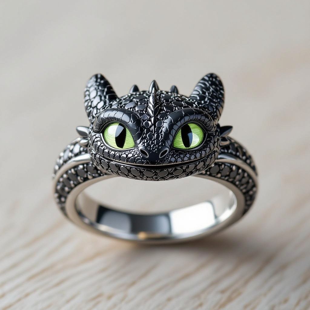 Make a silver ring with toothless of Hoe to train your dragon