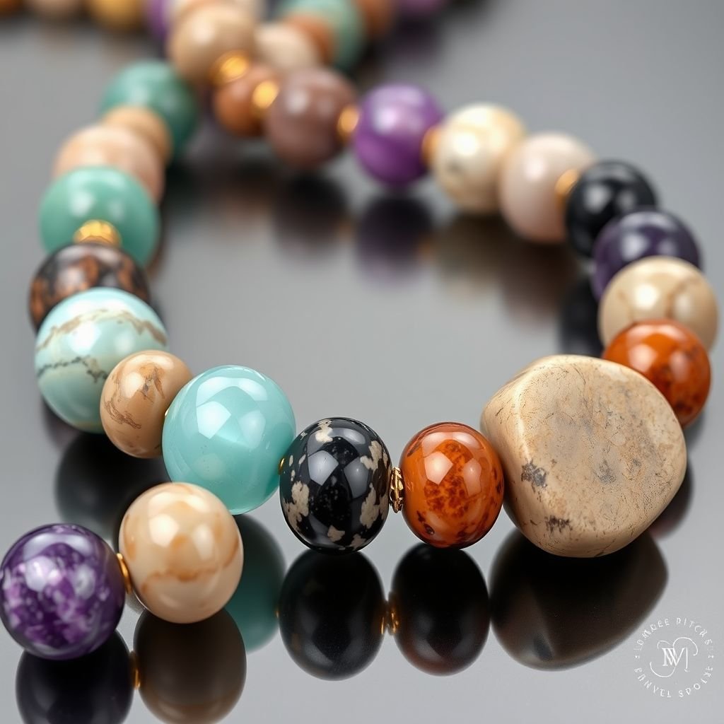 Necklace with semiprecious stones beads