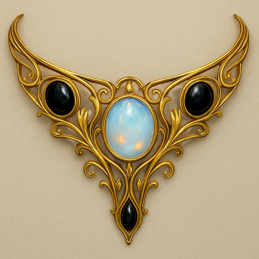 Opalite and onyx yellow gold collar