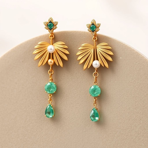 It has to be more realistic and pearls added are small could have a dangling gemstone And this piece has to be modern with emerald and Bahrain pearls I want to create an elegy piece of earrings that look time a palm tree to reflect the cultural heritage of Bahrain in a design very unique one of a few kind incite gold petals and gemstones think like a modern designer who studied in dens and understands fashion and accordingly create the designs and as I said it have to be creative and unique to win a prize of the most creative piece of jewelry world wide and GCC