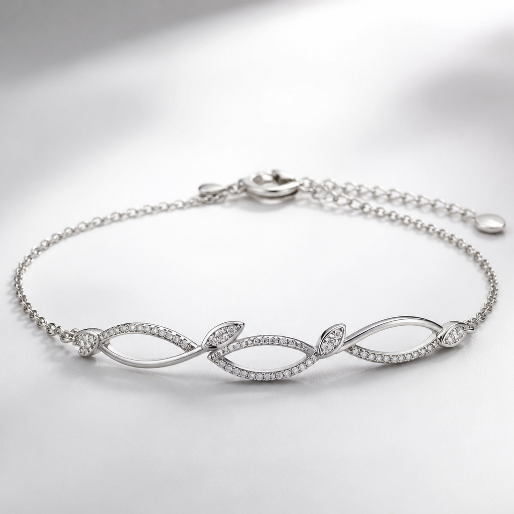 A women's bracelet made of silver with diamond stones. bracelet avec design 3 oval couché peut inclure marquise de metal fin avec chaine, jaime les espaces vide, courbe eleguant feminin
photorealistic jewelry design, A women's bracelet made of silver with diamond stones. bracelet avec design 3 oval couché peut inclure marquise de metal fin avec chaine, jaime les espaces vide, courbe eleguant feminin, modern style, just the design no text