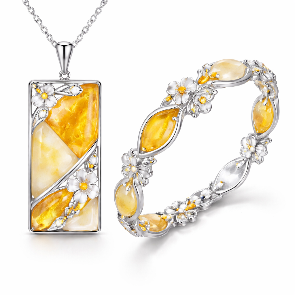 Tik gintaro karolis ir apyrake moteriai, geltona balta su idomiu dizainu nenaudoti spalvotoju metalu pavasarines nuotaikos