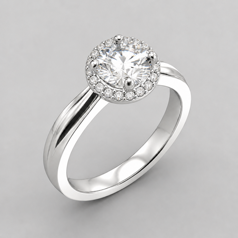 Add diamonds on the halo of the ring
edit the attached jewelry design with these instructions: Add diamonds on the halo of the ring. keep it photorealistic, just the design no text