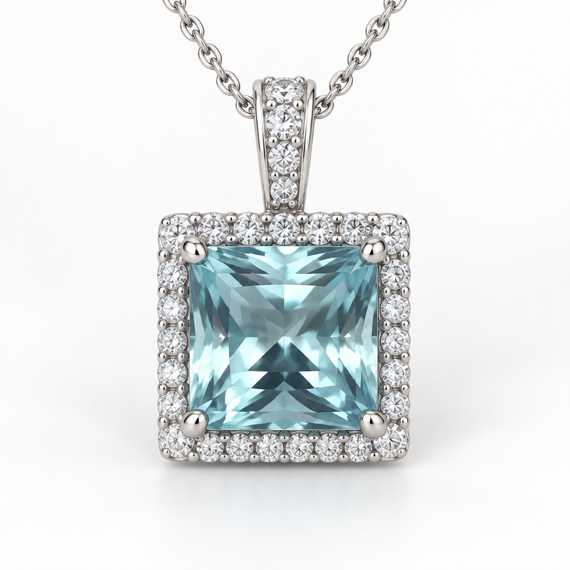A women's pendant made of white gold. with diamond accents
using the attached image as a visual reference, create A women's pendant made of white gold. with diamond accents. photorealistic, just the design no text
