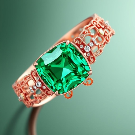 A 20 carat green emerald cushion- cut, with VVS clarity and rose gold bracelet